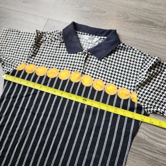 Christian Dior Houndstooth Button Polo Top Shirt Small Med 90 Vintage Dior Box - Picture 7 of 14
